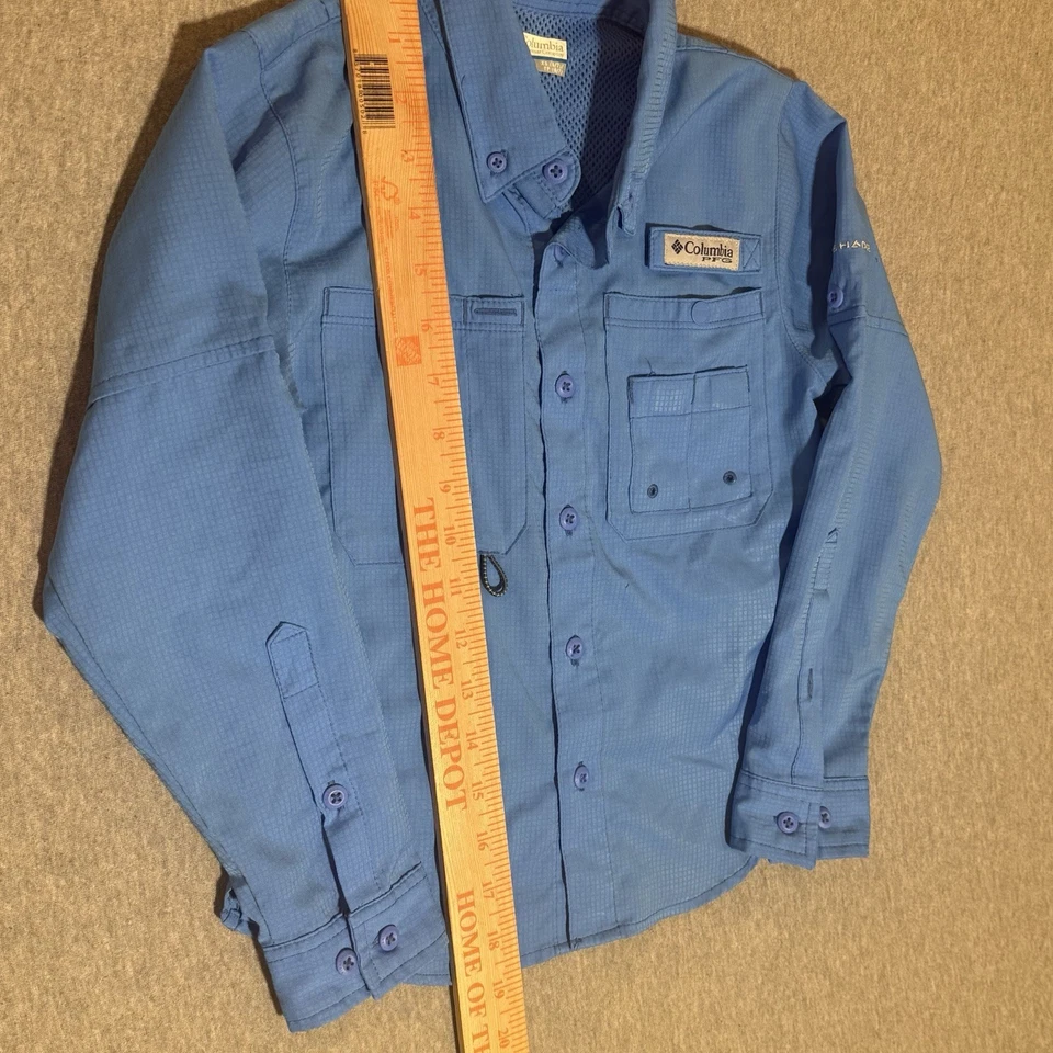 Columbia PFG Blue kids size TP 6/7 XS long sleeve fishing shirt with Omni-Shade - Image 4 of 4