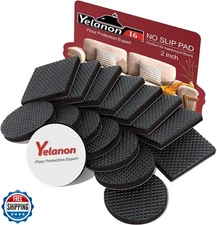 Yelanon Non Slip Furniture Pads -16 pcs 2” Furniture Grippers Hardwood Floors