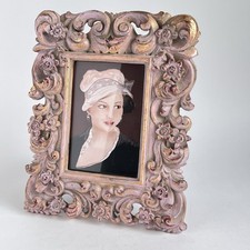 Ornate Pink Mauve Frame With Gold Highlights And Flowers 4x6 Photo Size
