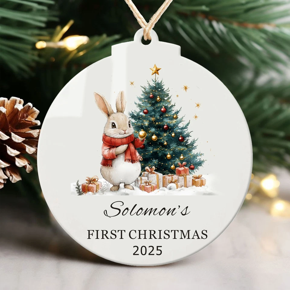 Personalised Baby's First Christmas Bauble Tree Ornaments Gift for Baby Girl Boy - Image 3 of 4