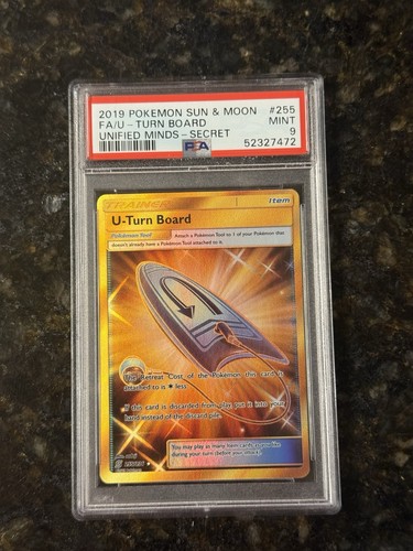 POKEMON  2019 Sun Moon Unified Minds Secret Full Art U-TURN BOARD #255 PSA 9
