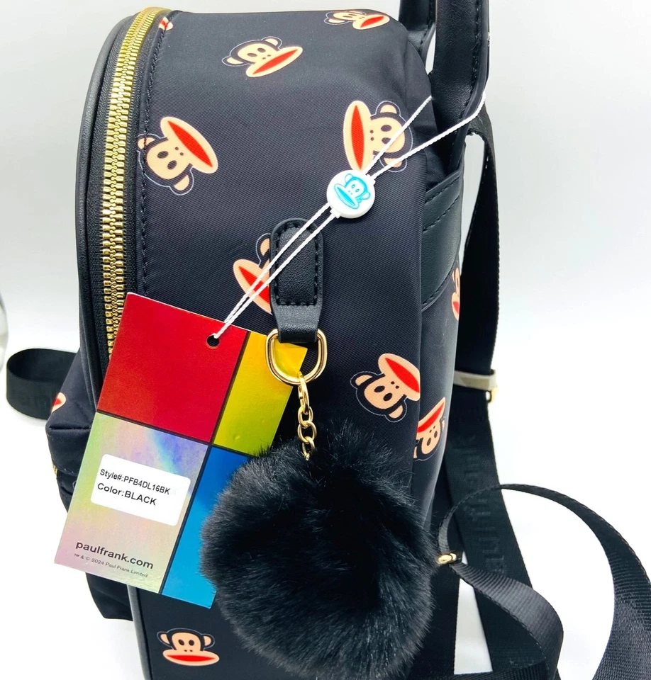 Mini Mochila Paul Frank Preta 2024 Julius Monkey NOVA com Etiquetas Nova Com Etiqueta - Imagem 2 de 4