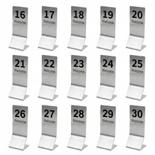 15 PCS 6x2" 1630 Silver Stainless Steel DoubleSided Tent Table Numbers