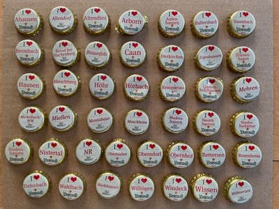 10 Kronkorken nach Wahl, Westerwald Bräu / Hachenburger / Ortsnamen