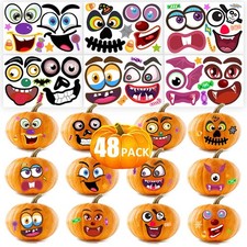 48Packs Pumpkin Decorating Kit, Make Your Own Small 4"x6", Halloween