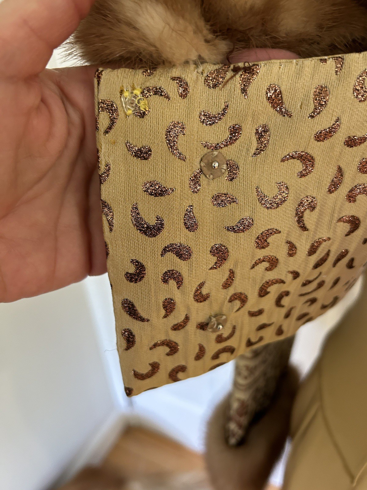 Vintage Fausto Sarli 3 Piece Fox Fur Lined Brocade Blazer Outfit Italian Design 