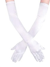 Opera Party Satin Gloves Long Wedding Bride Glove 1920s Party Accessories White