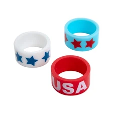 Patriotic Silicone Rings, Fourth of July, Jewelry, 48 Pieces