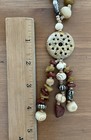 Silver, Wood & Stone Beads Double Strand Necklace with Stone Pendant & Tassel￼ — photo 10