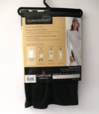 Chemise Cuddl Duds Climatesmart Femme - Manches Longues, Col Rond, Noir, Taille S, Neuve