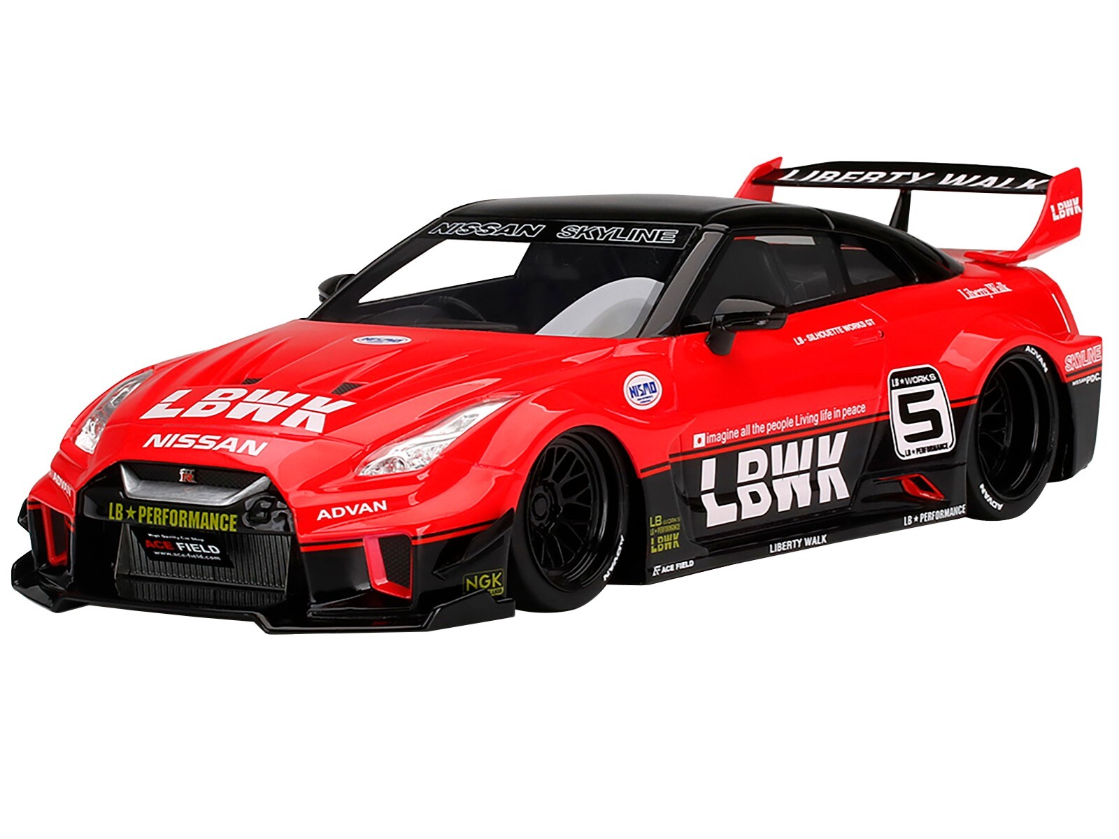 NISSAN 35GT-RR LB-SILHOUETTE WORKS GT #5 КРАСНО-ЧЕРНЫЙ 1/18 МАКСИМАЛЬНАЯ СКОРОСТЬ АВТОМОБИЛЯ TS0354