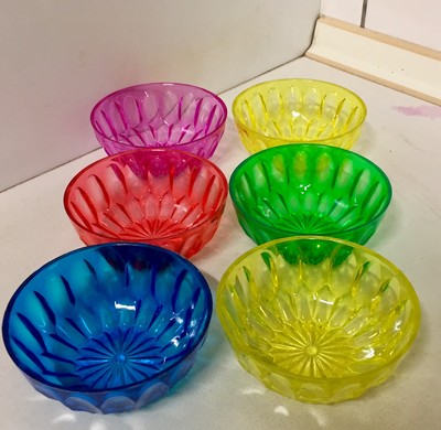 Kompott Schälchen 6x, Eisbecher, Dessertschalen Kunststoff bunt, Schale