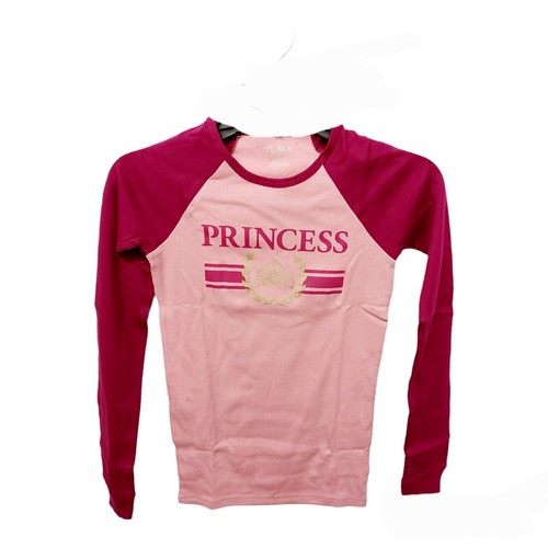 Children's Place PRINCESS Pajama Set 12 Girls Knit Raspberry Pink 2 Piece - Picture 2 of 4