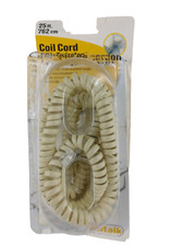 Softalk 25ft Ivory Coiled Phone Cord RJ-11 Twisstop Detangler Model 03205 New   