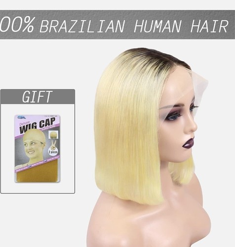 Bob Perücke gerade Lace Front vorgezupft kurz 10-14" brasilianisches reines Echthaar - Bild 2 von 6