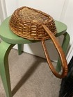 Vintage Woven Wicker Leaf-Shaped Shallow Basket with Handle — photo 5