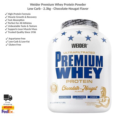 Weider Premium Whey Protein Powder - Low Carb - 2.3kg - Chocolate-Nougat Flavor
