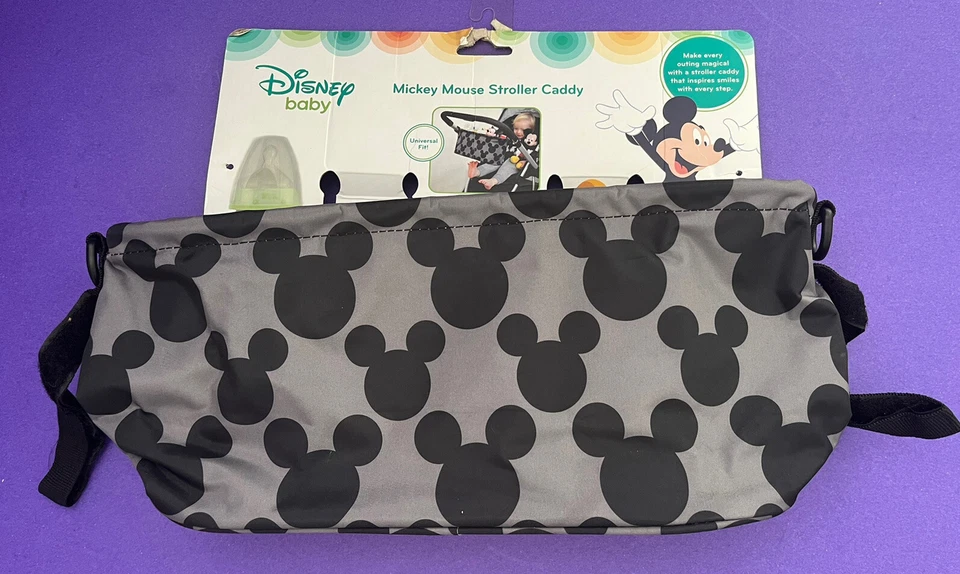 New Disney Baby Minnie Mouse Stroller Caddy Gray w/ Black Micky Silhouettes SALE - Image 2 of 2
