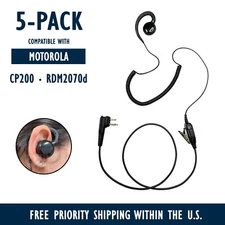 5x Swivel C Earpiece w/ PTT for Motorola Radios RDM2070, RMU2080D, Mag One BPR40