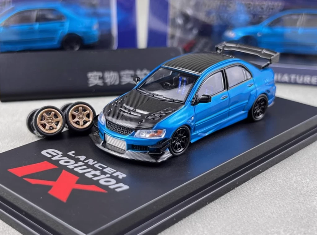 CM 1:64 Blue Carbon Lancer Evo 9 IX Voltex Sports Model Diecast