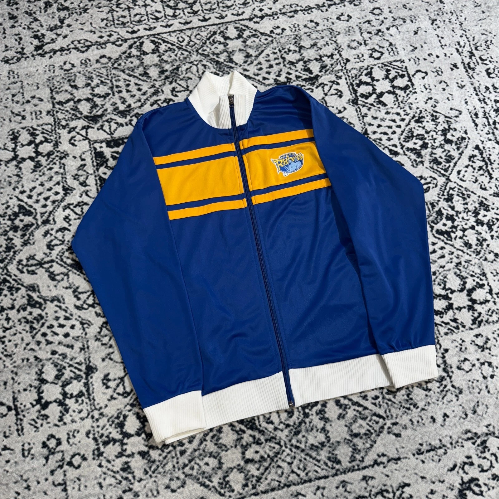 GUCCI Giacca tuta vintage Leeds Rhinos unisex blu poliestere taglia M vestibilità regolare