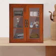 Brown Storage Cabinet 3 Tiers Solid Wood Storage Cupboards Rectangle Modern