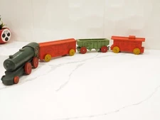 Vintage Rock Island Wooden Toy Train Set,  PaintedToy Train