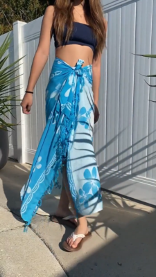 Hawaii Sarong Pareo Turquoise/White Plumeria Luau Cruise Beach Pool Wrap  Dress | eBay