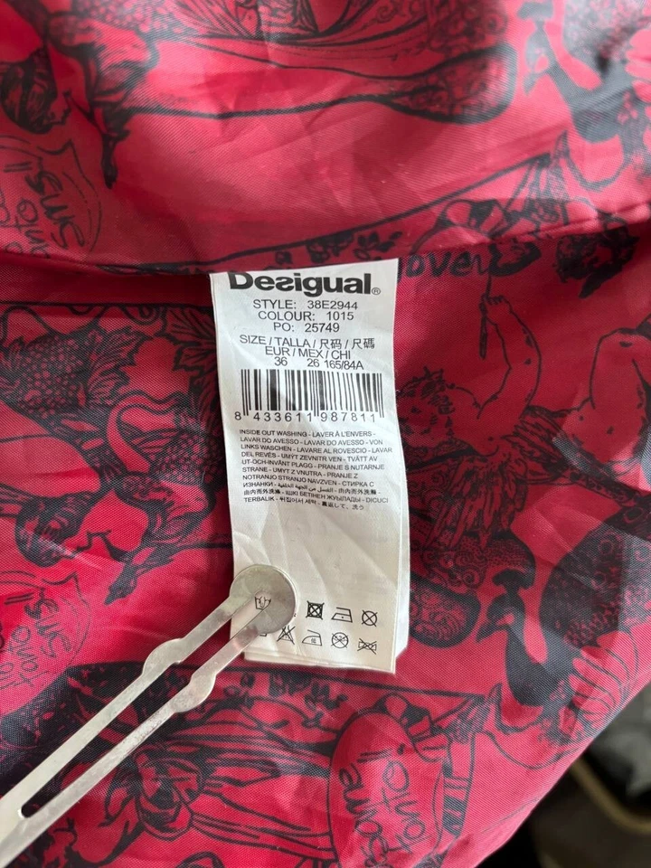 Desigual Womens Long Coat Size 36 Gray Polyester Long Sleeve Button - Image 4 of 4