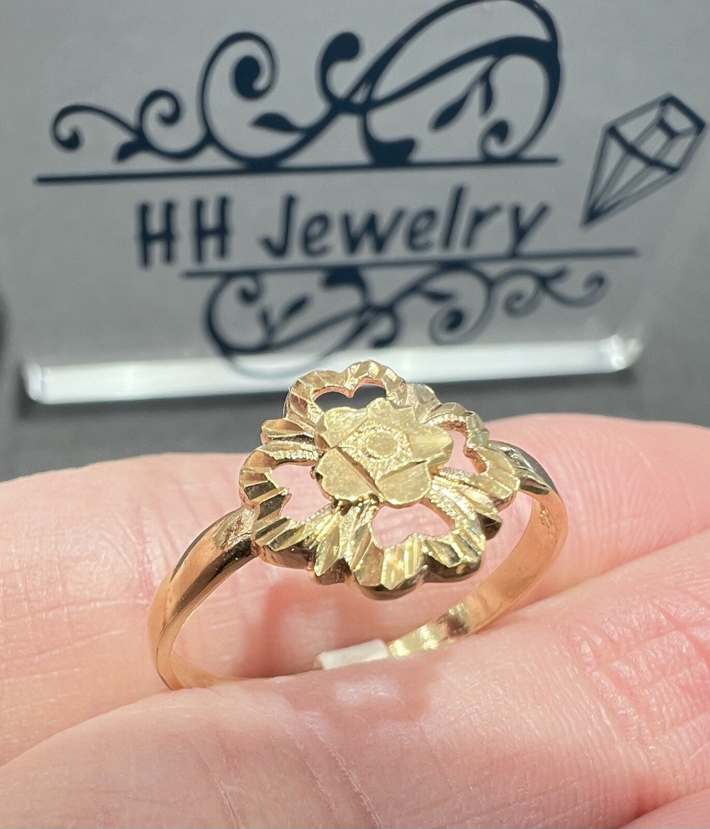 18Kゴールド デザインリング✴︎used ✴︎ K18 18K Japan Real Fine Yellow Gold Black Stone Unique Ring