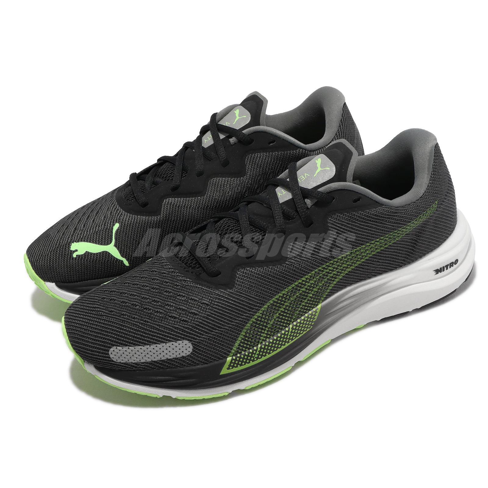 Puma Velocity Nitro 2 Black Fizzy Lime Green White  - Size 10.5 Men