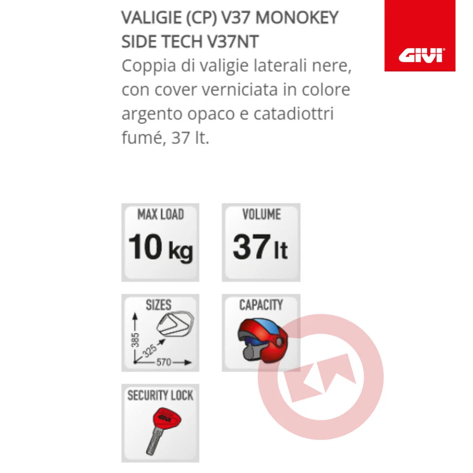 VALIGIE LATERALI GIVI V37NT + TELAIO PLX528 SUZUKI DL 1000 V-STROM 2002-2011 - Immagine 2 di 4