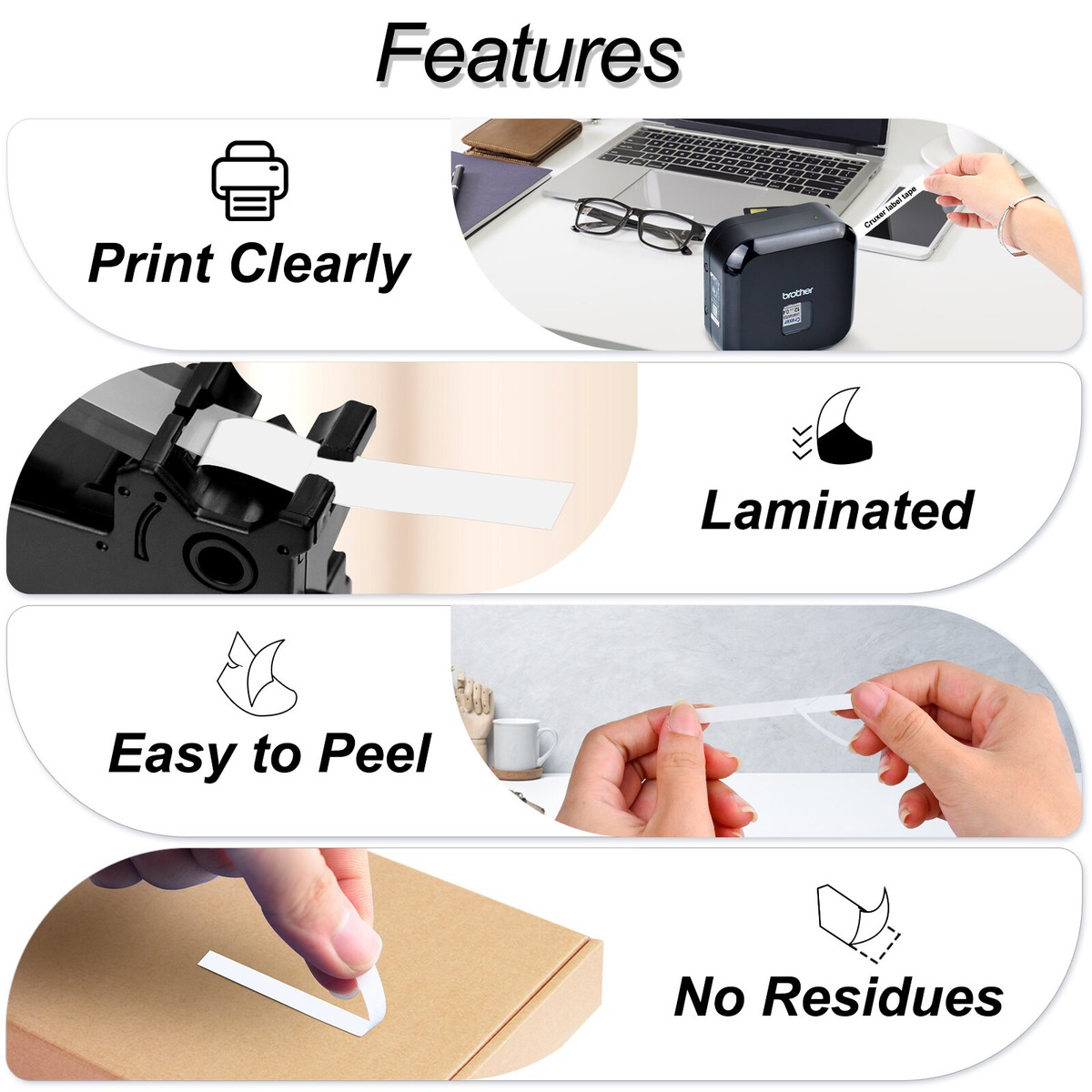 5PK Compatible 24mm Label Tape Replacement For Brother P Touch 1 Inch Tape Tze 251 Tze Tz Tape 24mm 0 94 Laminated White Tze251 Tape Brother Ptouch Ptd60