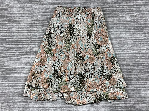 Briggs New York Skirt Womens Small Multicolor Floral Knee Length Crinkled Lined
