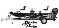 Retro White Black Tech Style Vinyl Graphic Decal Kit Fish Boat Wrap USA