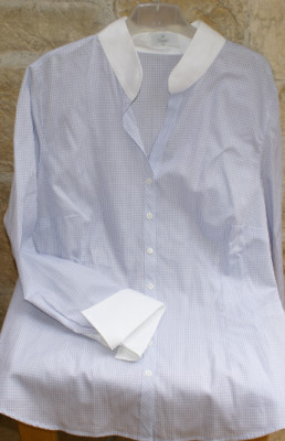 ELEGANCE Paris Bluse weiß flieder m. Stehkragen Gr. 42 / L NEU