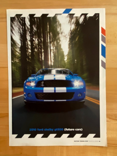 2009 Original Print 3 Page Article 2010 Ford Shelby GT500 Mustang FUTURE CARS - Afbeelding 1 van 2