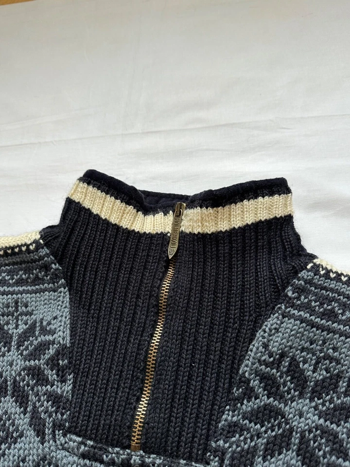 Vintage Dale of Norway Holmenkollen Quarter-zip Dark Blue Wool Sweater Xl size - Image 4 of 4