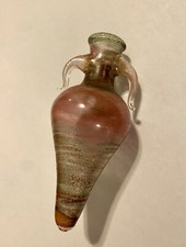 Vintage Hand Blown Glass Perfume Amphora Bottle Ancient Roman Style Vessel Scavo