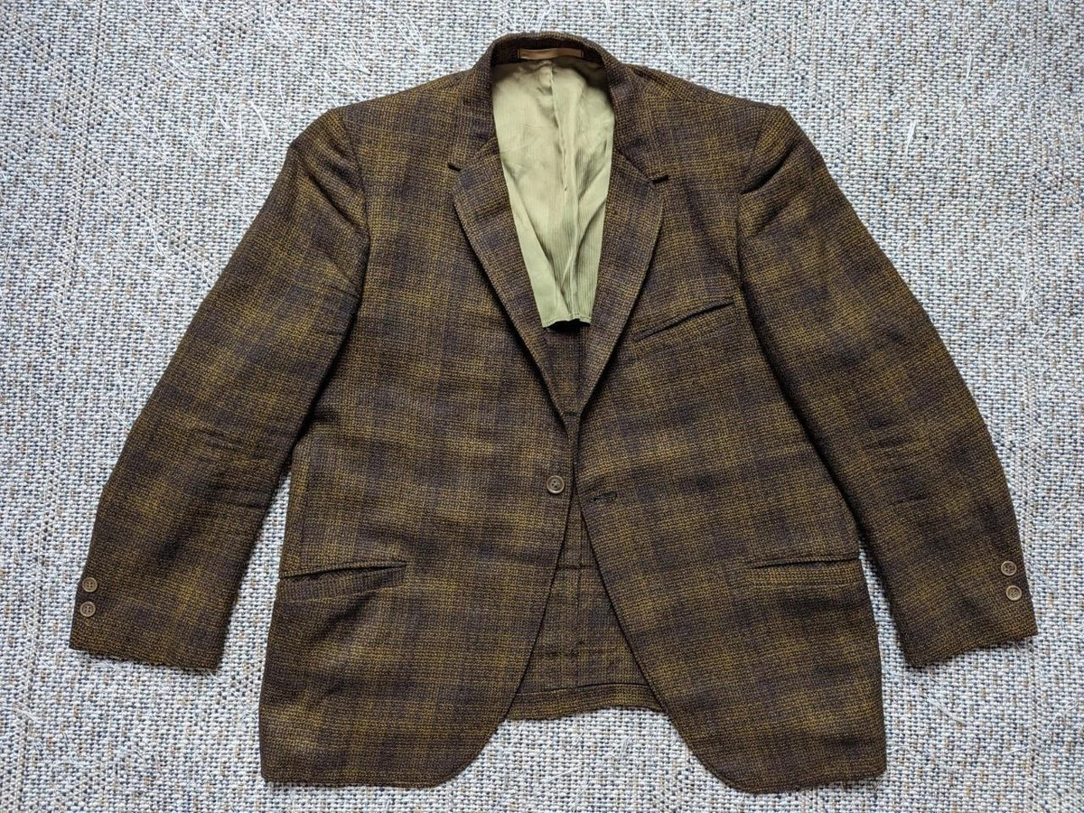 1950s 60s vintage TWEED wool silk PREPPY ivy league 42S brown BLAZER  sportscoat