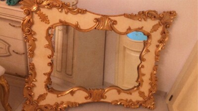 Specchio Bellissimo  barocco Panna E Oro Legno