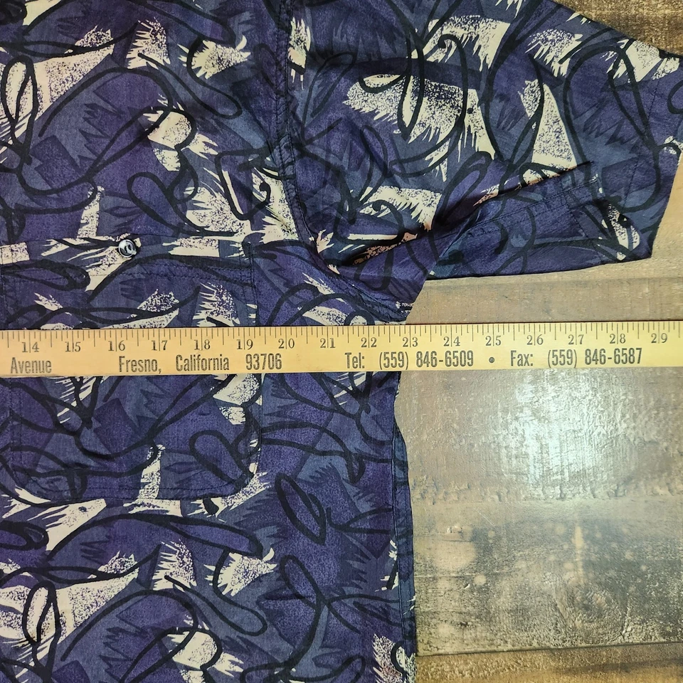 Camisa de seda sorpresa vintage años 90 gris talla mediana beige arte abstracto abotonada Foto 4 de 4