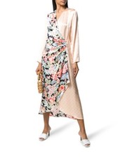BNWT RIXO London Betty Floral Peach Midi Wrap Dress UK 12 size Medium 