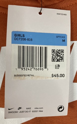 Nike Girls' Sportswear Club Fleece Pullover Hoodie Burnt Orange Size Medium NWT - Picture 4 of 6