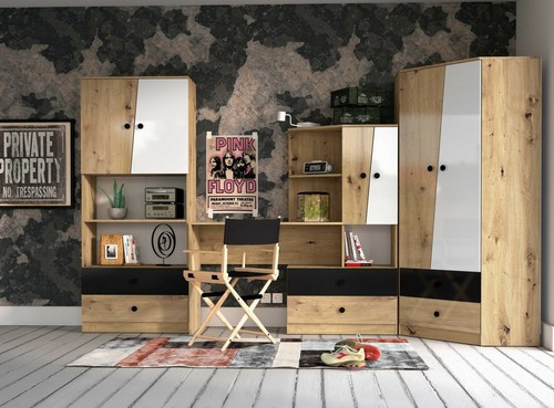 Kleiderschrank NERO 03 Schrank 3 Türiger 2 Schubladen 5 Regalboden Kleiderstange - Bild 10 von 15