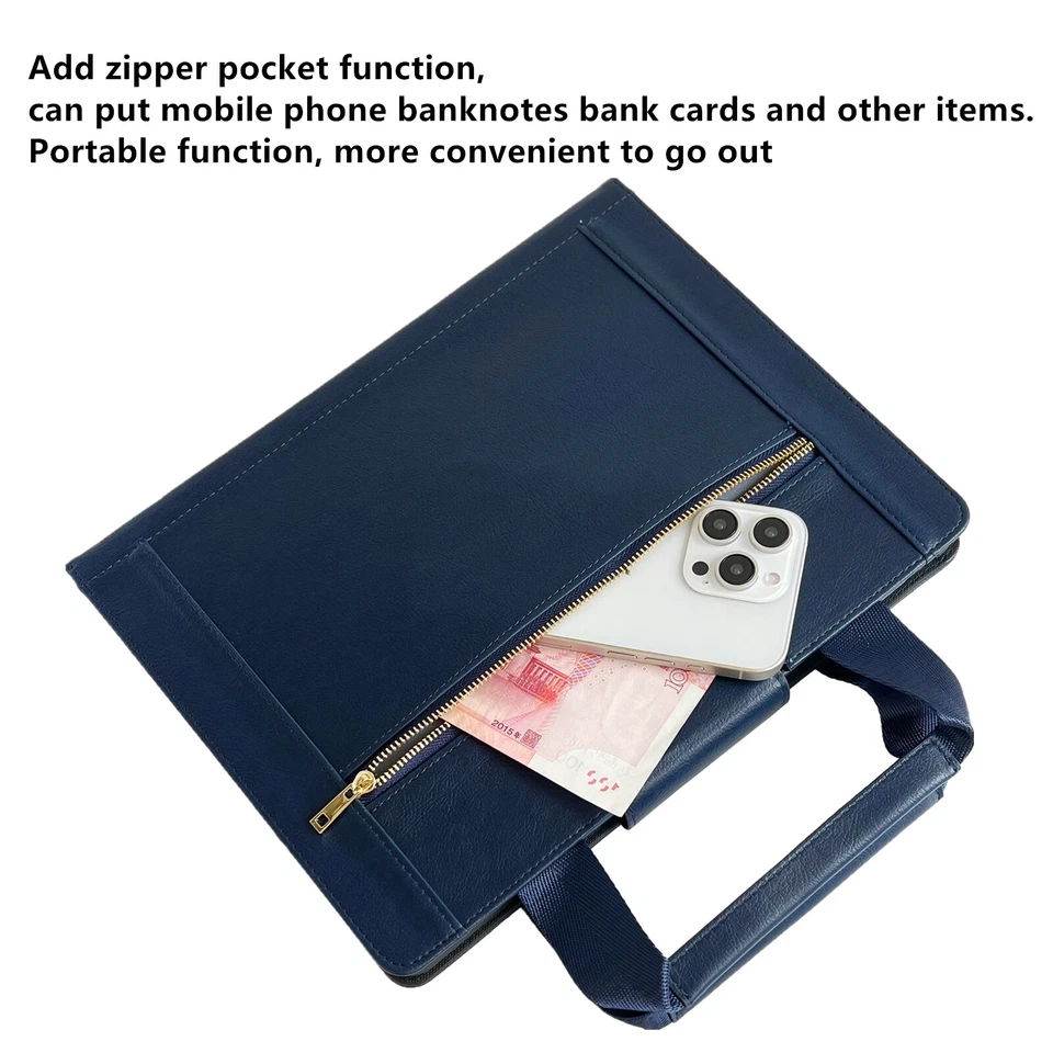 Funda de mano de negocios para iPad Air Pro 13" 11" 10.2" mini 8.3 con bolsillo con cremallera Foto 2 de 4