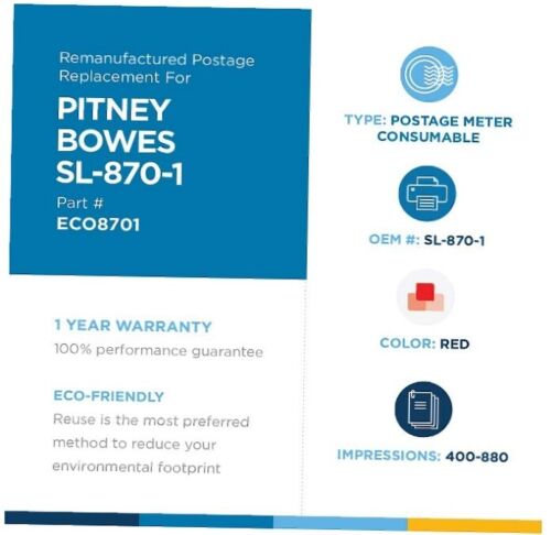Pitney Bowes SL-870-1 Red Ink Cartridge for New SendPro® Mailstation - Picture 13 of 16