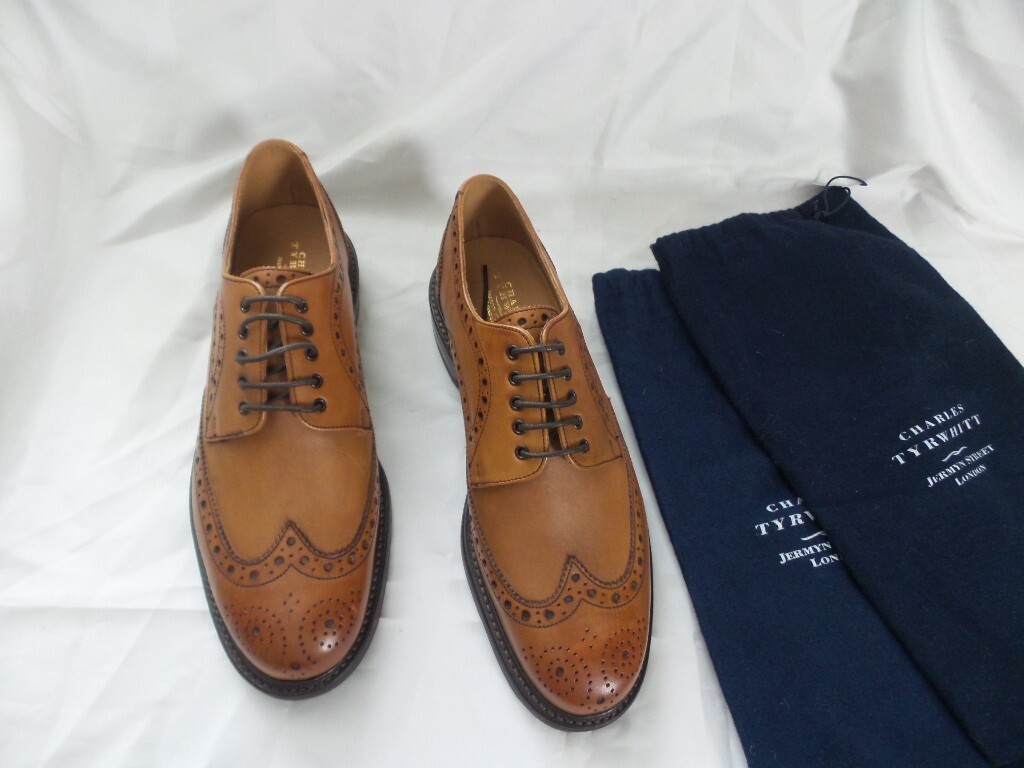 SAOLA Scarpe derby Oxford Charles Tyrwhitt da uomo in pelle marrone punta alare US 9 UK 8 5 NUOVE