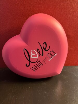 TUPPERWARE Love What You Do Heart Shaped Keeper Hinged Container Pink Used