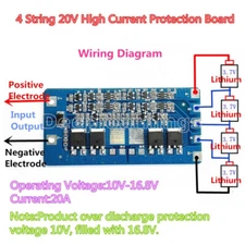 4S 20A Li-ion Lithium 18650 Battery BMS Protection PCB Board 14.8V 16.8V Cell